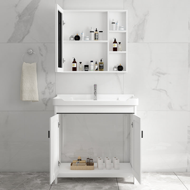 Bathroom Vanity Set Free Standing White Drawer Faucet Vanity with Mirror Clearhalo 'Bathroom Remodel & Bathroom Fixtures' 'Bathroom Vanities' 'bathroom_vanities' 'Home Improvement' 'home_improvement' 'home_improvement_bathroom_vanities' 7079620
