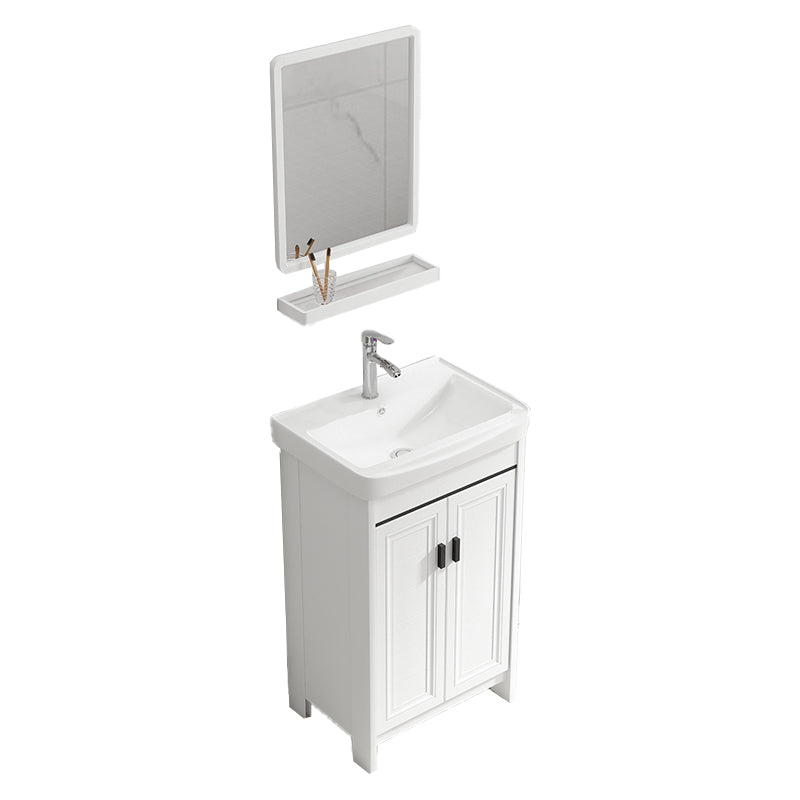 Bathroom Vanity Set Free Standing White Drawer Faucet Vanity with Mirror Vanity & Faucet & Mirrors 20"L x 14"W x 32"H None Clearhalo 'Bathroom Remodel & Bathroom Fixtures' 'Bathroom Vanities' 'bathroom_vanities' 'Home Improvement' 'home_improvement' 'home_improvement_bathroom_vanities' 7079621