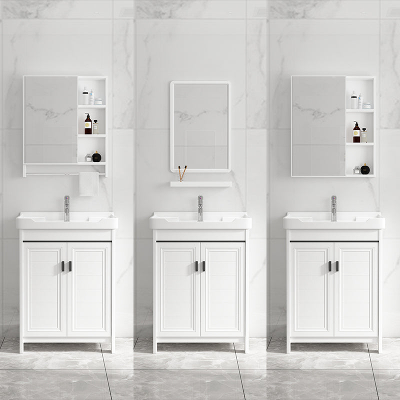 Bathroom Vanity Set Free Standing White Drawer Faucet Vanity with Mirror Clearhalo 'Bathroom Remodel & Bathroom Fixtures' 'Bathroom Vanities' 'bathroom_vanities' 'Home Improvement' 'home_improvement' 'home_improvement_bathroom_vanities' 7079622
