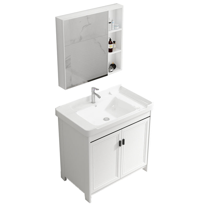 Bathroom Vanity Set Free Standing White Drawer Faucet Vanity with Mirror Vanity & Faucet & Mirror Cabinet Towel Bar Not Included Clearhalo 'Bathroom Remodel & Bathroom Fixtures' 'Bathroom Vanities' 'bathroom_vanities' 'Home Improvement' 'home_improvement' 'home_improvement_bathroom_vanities' 7079631