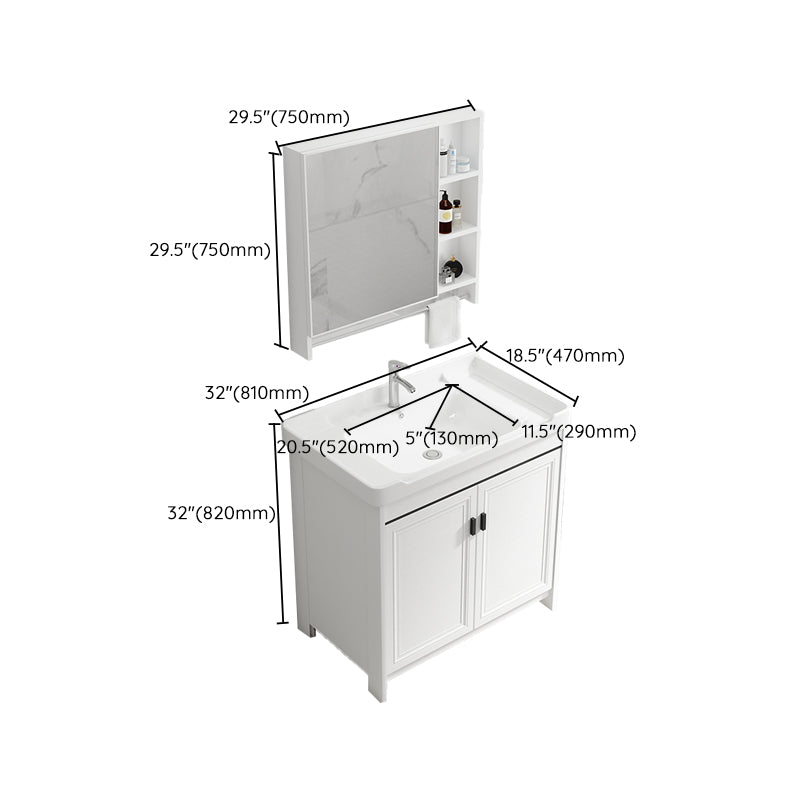 Bathroom Vanity Set Free Standing White Drawer Faucet Vanity with Mirror Clearhalo 'Bathroom Remodel & Bathroom Fixtures' 'Bathroom Vanities' 'bathroom_vanities' 'Home Improvement' 'home_improvement' 'home_improvement_bathroom_vanities' 7079648