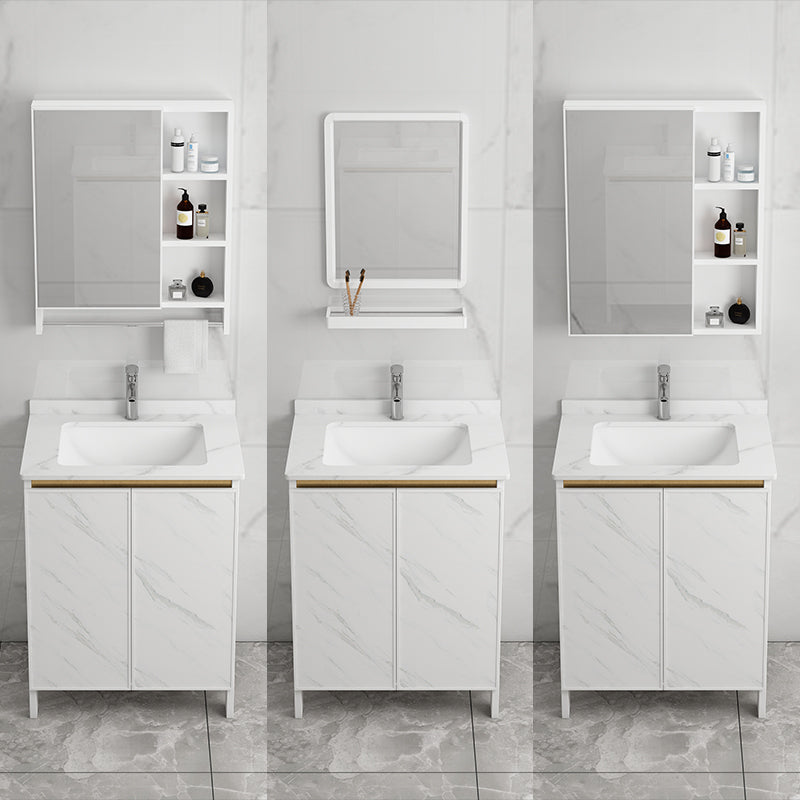 Free Standing Vanity Set White Drawer Ceramic Sink Faucet Vanity Set with Mirror Clearhalo 'Bathroom Remodel & Bathroom Fixtures' 'Bathroom Vanities' 'bathroom_vanities' 'Home Improvement' 'home_improvement' 'home_improvement_bathroom_vanities' 7079667