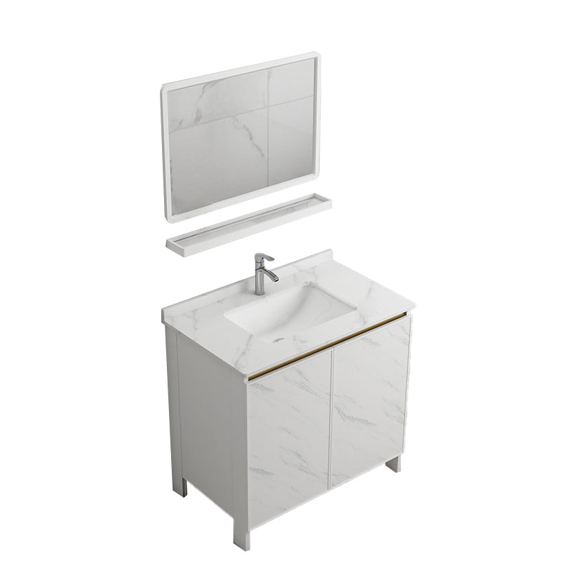 Free Standing Vanity Set White Drawer Ceramic Sink Faucet Vanity Set with Mirror Vanity & Faucet & Mirrors Towel Bar Not Included Clearhalo 'Bathroom Remodel & Bathroom Fixtures' 'Bathroom Vanities' 'bathroom_vanities' 'Home Improvement' 'home_improvement' 'home_improvement_bathroom_vanities' 7079669