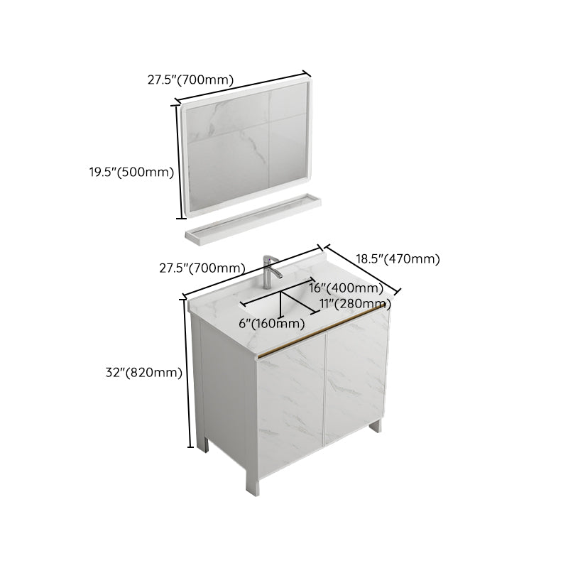 Free Standing Vanity Set White Drawer Ceramic Sink Faucet Vanity Set with Mirror Clearhalo 'Bathroom Remodel & Bathroom Fixtures' 'Bathroom Vanities' 'bathroom_vanities' 'Home Improvement' 'home_improvement' 'home_improvement_bathroom_vanities' 7079691