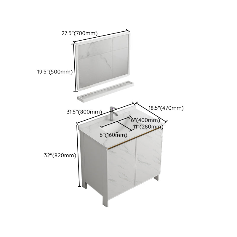 Free Standing Vanity Set White Drawer Ceramic Sink Faucet Vanity Set with Mirror Clearhalo 'Bathroom Remodel & Bathroom Fixtures' 'Bathroom Vanities' 'bathroom_vanities' 'Home Improvement' 'home_improvement' 'home_improvement_bathroom_vanities' 7079692