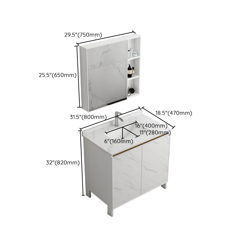 Free Standing Vanity Set White Drawer Ceramic Sink Faucet Vanity Set with Mirror Clearhalo 'Bathroom Remodel & Bathroom Fixtures' 'Bathroom Vanities' 'bathroom_vanities' 'Home Improvement' 'home_improvement' 'home_improvement_bathroom_vanities' 7079700