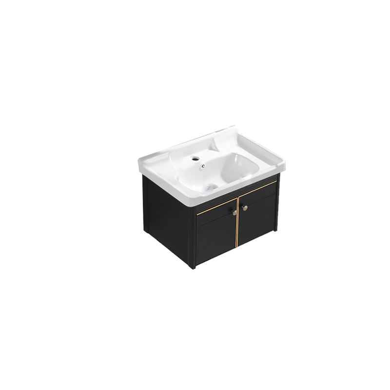 Modern Vanity Set Wall-mounted Ceramic Sink Black Faucet Vanity with Mirror Bathroom Vanity Clearhalo 'Bathroom Remodel & Bathroom Fixtures' 'Bathroom Vanities' 'bathroom_vanities' 'Home Improvement' 'home_improvement' 'home_improvement_bathroom_vanities' 7079732