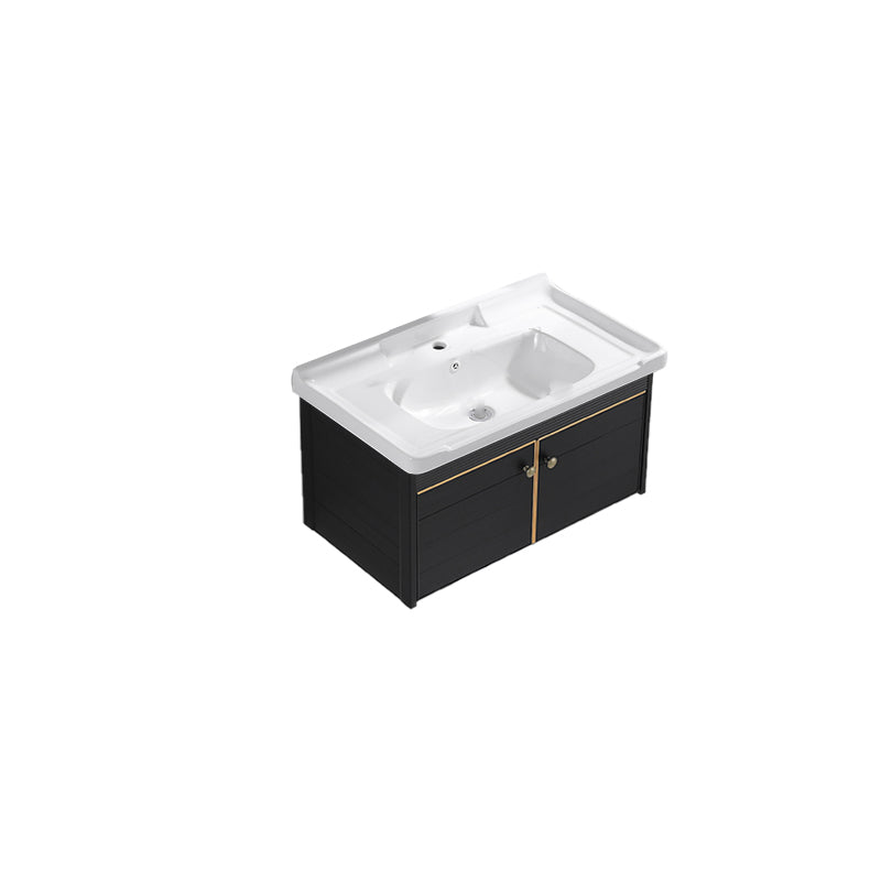 Modern Vanity Set Wall-mounted Ceramic Sink Black Faucet Vanity with Mirror Bathroom Vanity Clearhalo 'Bathroom Remodel & Bathroom Fixtures' 'Bathroom Vanities' 'bathroom_vanities' 'Home Improvement' 'home_improvement' 'home_improvement_bathroom_vanities' 7079733