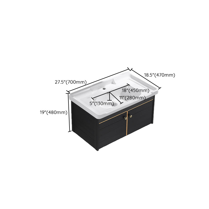 Modern Vanity Set Wall-mounted Ceramic Sink Black Faucet Vanity with Mirror Clearhalo 'Bathroom Remodel & Bathroom Fixtures' 'Bathroom Vanities' 'bathroom_vanities' 'Home Improvement' 'home_improvement' 'home_improvement_bathroom_vanities' 7079735