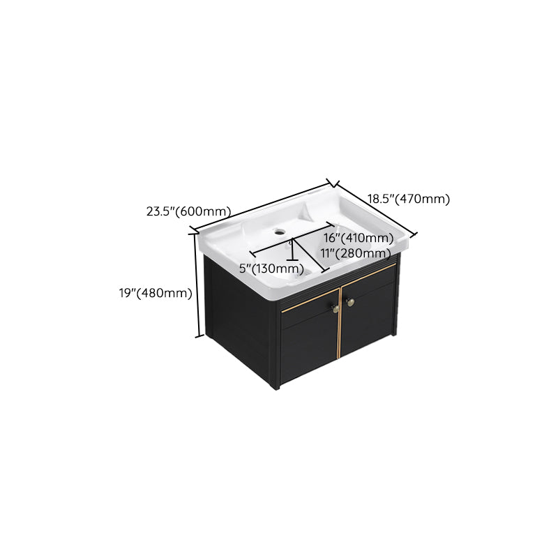 Modern Vanity Set Wall-mounted Ceramic Sink Black Faucet Vanity with Mirror Clearhalo 'Bathroom Remodel & Bathroom Fixtures' 'Bathroom Vanities' 'bathroom_vanities' 'Home Improvement' 'home_improvement' 'home_improvement_bathroom_vanities' 7079736