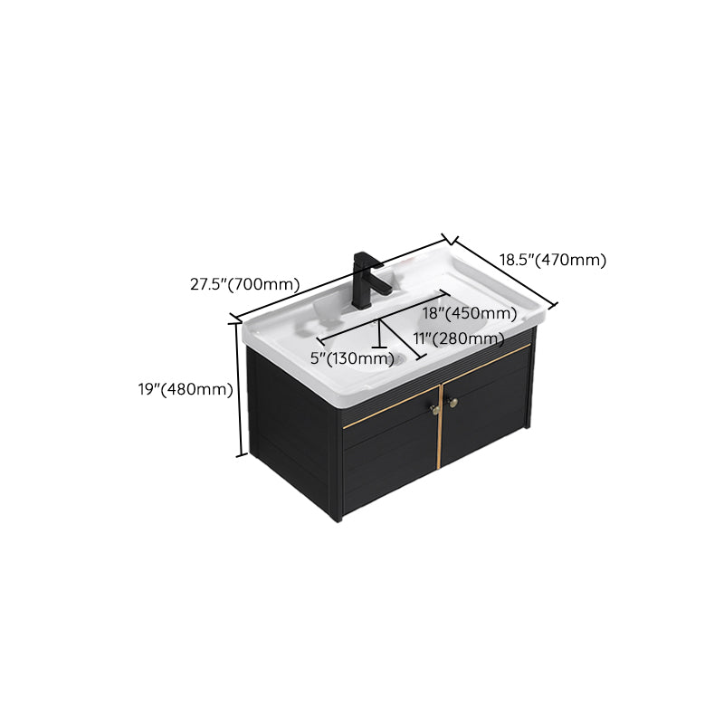 Modern Vanity Set Wall-mounted Ceramic Sink Black Faucet Vanity with Mirror Clearhalo 'Bathroom Remodel & Bathroom Fixtures' 'Bathroom Vanities' 'bathroom_vanities' 'Home Improvement' 'home_improvement' 'home_improvement_bathroom_vanities' 7079751