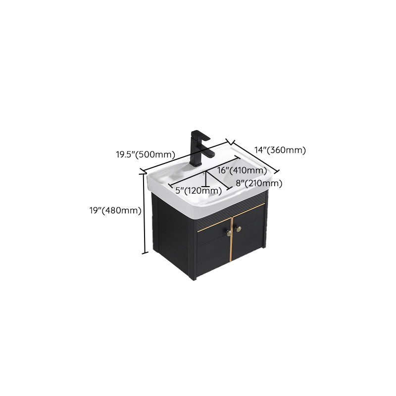 Modern Vanity Set Wall-mounted Ceramic Sink Black Faucet Vanity with Mirror Clearhalo 'Bathroom Remodel & Bathroom Fixtures' 'Bathroom Vanities' 'bathroom_vanities' 'Home Improvement' 'home_improvement' 'home_improvement_bathroom_vanities' 7079756