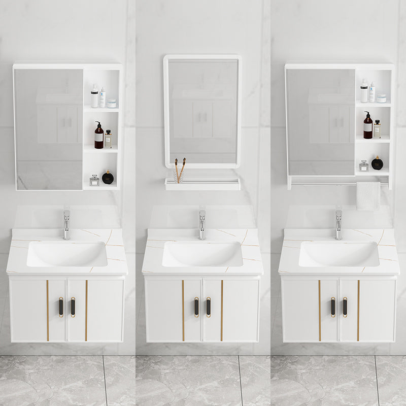 Modern Wall-mounted White Sink Ceramic Faucet Drawers Vanity Set with Mirror Clearhalo 'Bathroom Remodel & Bathroom Fixtures' 'Bathroom Vanities' 'bathroom_vanities' 'Home Improvement' 'home_improvement' 'home_improvement_bathroom_vanities' 7079763