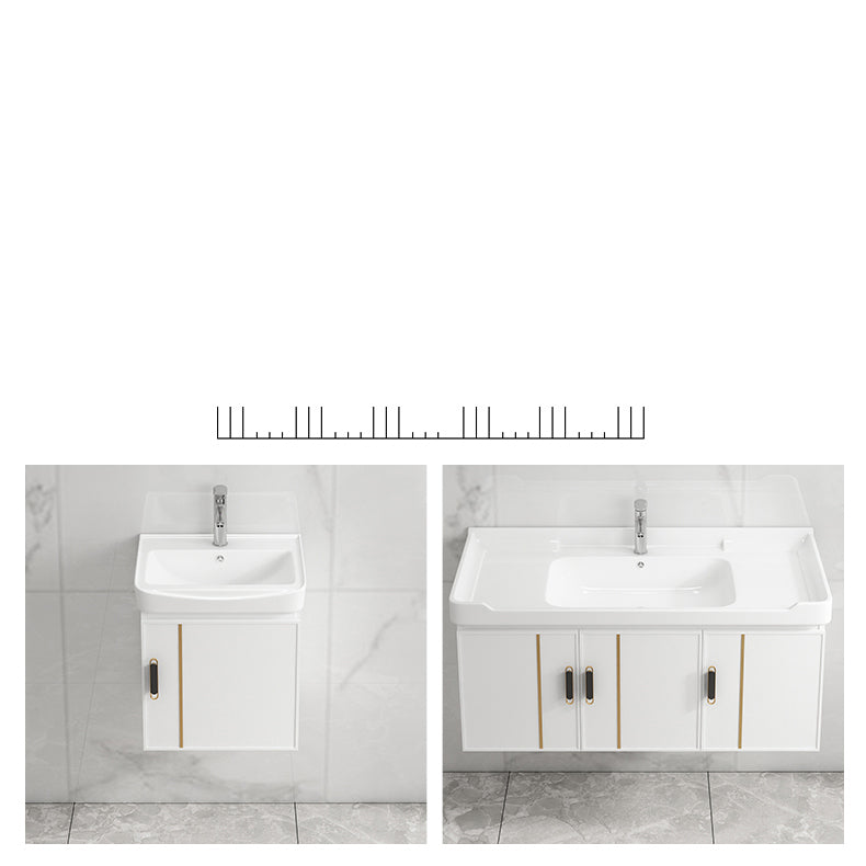 Modern Wall-mounted White Sink Ceramic Faucet Drawers Vanity Set with Mirror Clearhalo 'Bathroom Remodel & Bathroom Fixtures' 'Bathroom Vanities' 'bathroom_vanities' 'Home Improvement' 'home_improvement' 'home_improvement_bathroom_vanities' 7079767