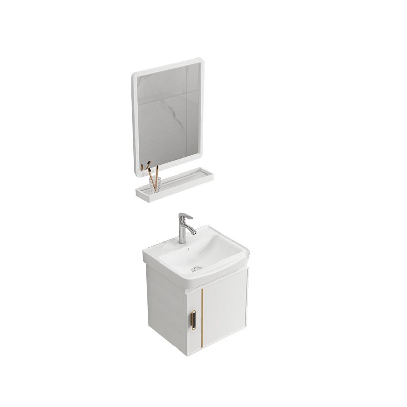 Modern Wall-mounted White Sink Ceramic Faucet Drawers Vanity Set with Mirror Vanity & Faucet & Mirrors 17"L x 14"W x 18"H Towel Bar Not Included Clearhalo 'Bathroom Remodel & Bathroom Fixtures' 'Bathroom Vanities' 'bathroom_vanities' 'Home Improvement' 'home_improvement' 'home_improvement_bathroom_vanities' 7079769