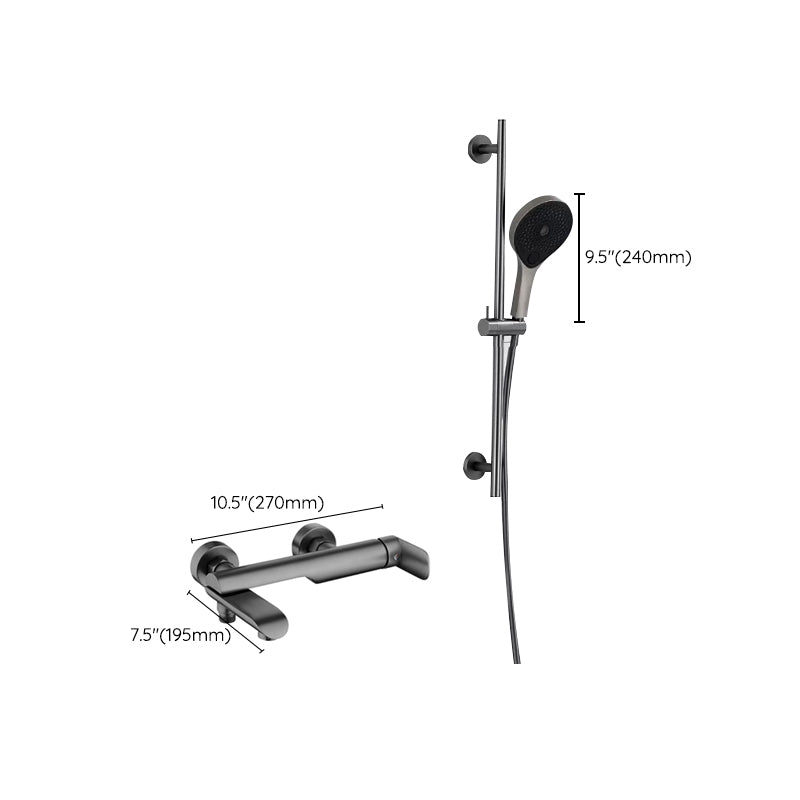 Contemporary Bathroom Faucet Wall Mounted Metal Tub Faucet Trim Clearhalo 'Bathroom Remodel & Bathroom Fixtures' 'Bathtub Faucets' 'bathtub_faucets' 'Home Improvement' 'home_improvement' 'home_improvement_bathtub_faucets' 7079971