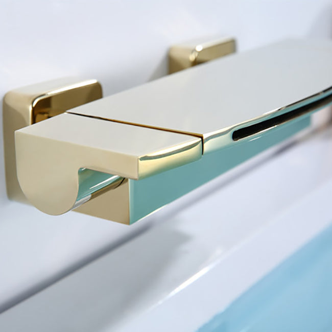 Modern Bathtub Faucet Copper Lever Handles Waterfall Wall Mounted Tub Faucet Trim Clearhalo 'Bathroom Remodel & Bathroom Fixtures' 'Bathtub Faucets' 'bathtub_faucets' 'Home Improvement' 'home_improvement' 'home_improvement_bathtub_faucets' 7080005
