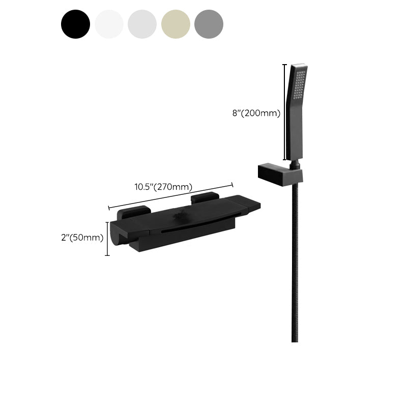 Modern Bathtub Faucet Copper Lever Handles Waterfall Wall Mounted Tub Faucet Trim Clearhalo 'Bathroom Remodel & Bathroom Fixtures' 'Bathtub Faucets' 'bathtub_faucets' 'Home Improvement' 'home_improvement' 'home_improvement_bathtub_faucets' 7080007