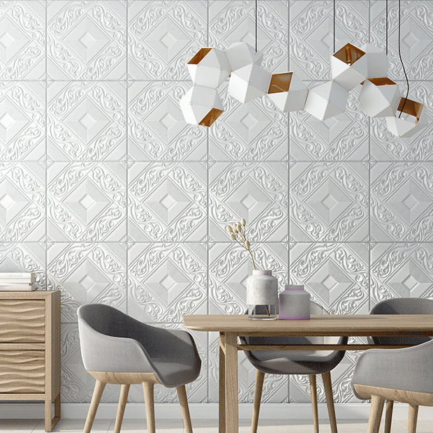 Modern Tin Backsplash Paneling Three-dimensional Printing Wall Ceiling Board White 100-Piece Set Clearhalo 'Flooring 'Home Improvement' 'home_improvement' 'home_improvement_wall_paneling' 'Wall Paneling' 'wall_paneling' 'Walls & Ceilings' Walls and Ceiling' 7080174
