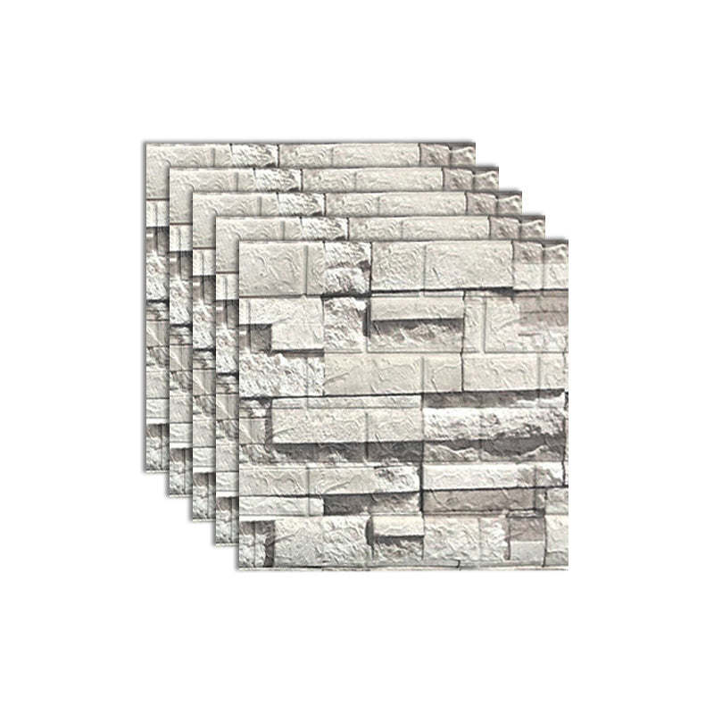 Industrial Wall Plank 3D Brick Bathroom Wall Panels Set of 5 Gray-White Clearhalo 'Flooring 'Home Improvement' 'home_improvement' 'home_improvement_wall_paneling' 'Wall Paneling' 'wall_paneling' 'Walls & Ceilings' Walls and Ceiling' 7080211