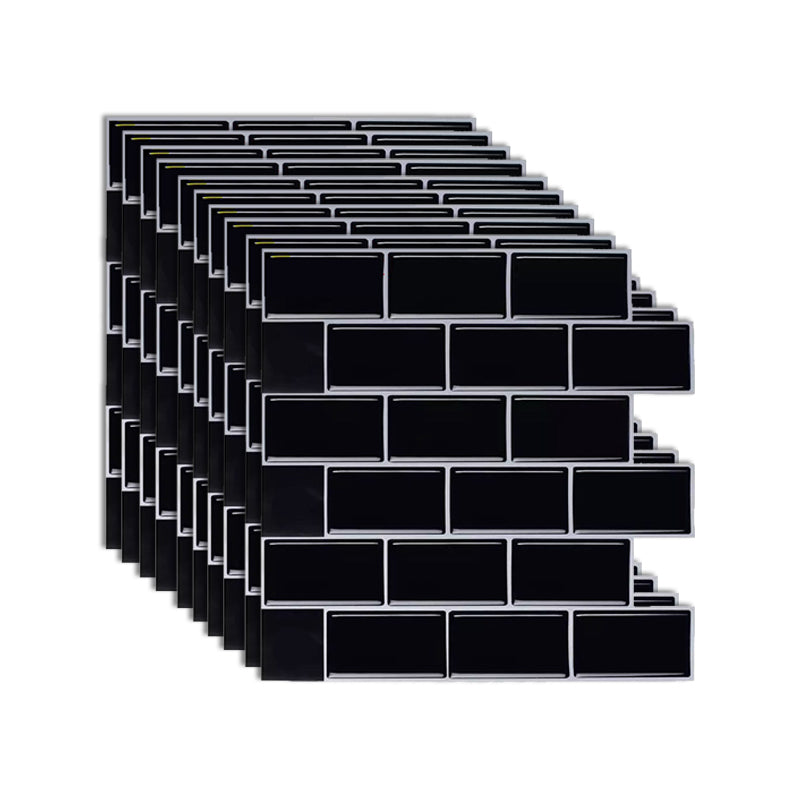 Modern Peel and Stick Backsplash Tile PVC Staggered Joint Peel and Stick Wall Tile Black Clearhalo 'Flooring 'Home Improvement' 'home_improvement' 'home_improvement_peel_stick_blacksplash' 'Peel & Stick Backsplash Tile' 'peel_stick_blacksplash' 'Walls & Ceilings' Walls and Ceiling' 7080215