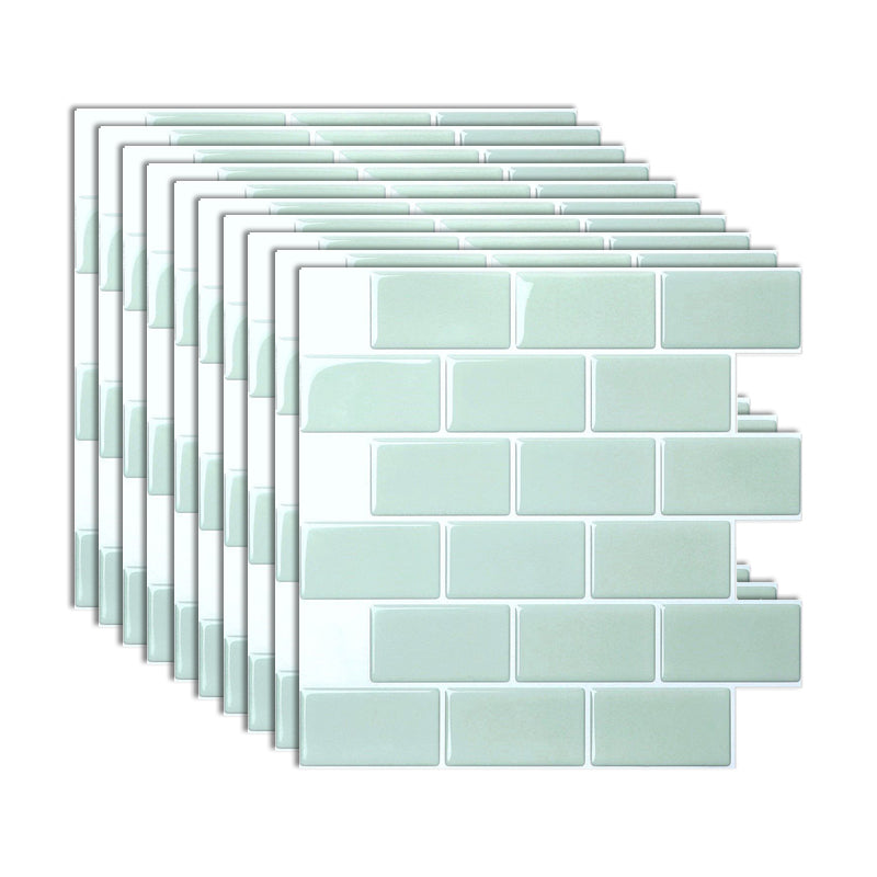 Modern Peel and Stick Backsplash Tile PVC Staggered Joint Peel and Stick Wall Tile Green Clearhalo 'Flooring 'Home Improvement' 'home_improvement' 'home_improvement_peel_stick_blacksplash' 'Peel & Stick Backsplash Tile' 'peel_stick_blacksplash' 'Walls & Ceilings' Walls and Ceiling' 7080225