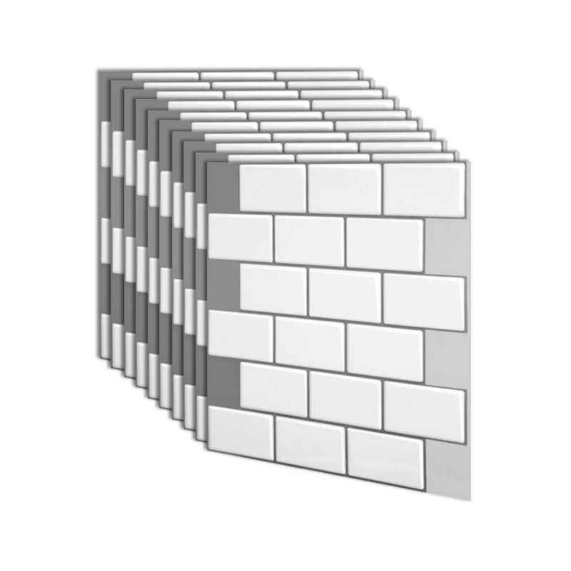 Modern Peel and Stick Backsplash Tile PVC Staggered Joint Peel and Stick Wall Tile White-Gray Clearhalo 'Flooring 'Home Improvement' 'home_improvement' 'home_improvement_peel_stick_blacksplash' 'Peel & Stick Backsplash Tile' 'peel_stick_blacksplash' 'Walls & Ceilings' Walls and Ceiling' 7080227