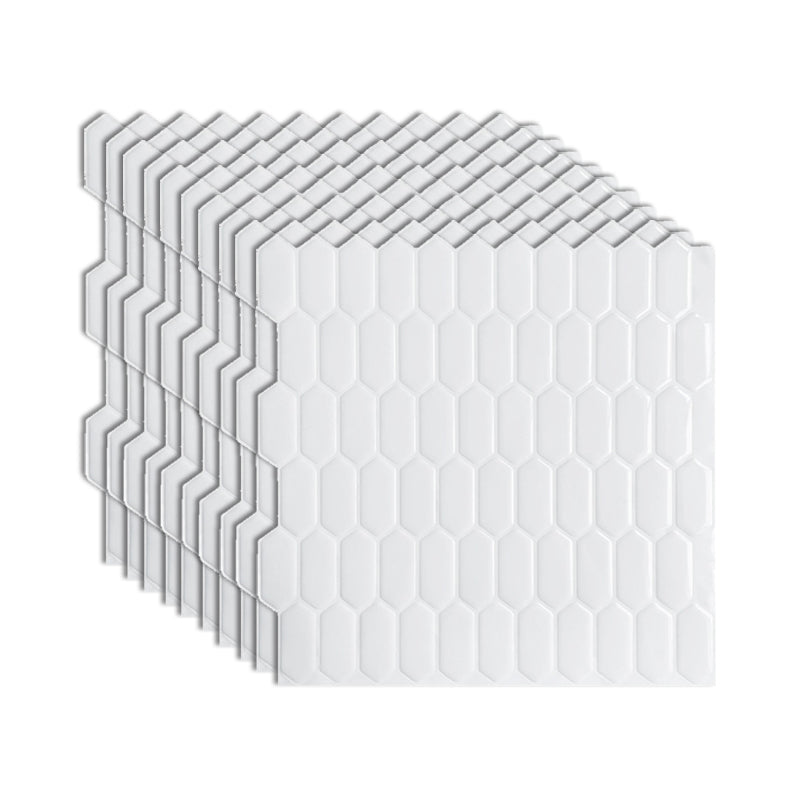 Modern Peel & Stick Field Tile PVC Hexagonal Mosaic Tile Peel and Stick Backsplash White Clearhalo 'Flooring 'Home Improvement' 'home_improvement' 'home_improvement_peel_stick_blacksplash' 'Peel & Stick Backsplash Tile' 'peel_stick_blacksplash' 'Walls & Ceilings' Walls and Ceiling' 7080233