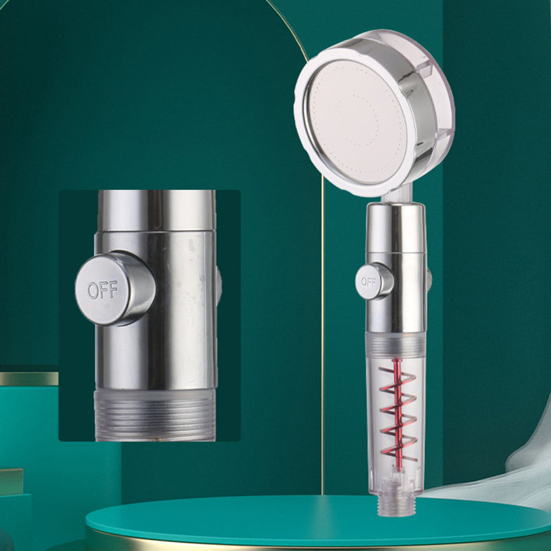 Plastic Shower Head Round Handheld Shower Head with Adjustable Water Flow Red One-click Water Stop Clearhalo 'Bathroom Remodel & Bathroom Fixtures' 'Home Improvement' 'home_improvement' 'home_improvement_shower_heads' 'Shower Heads' 'shower_heads' 'Showers & Bathtubs Plumbing' 'Showers & Bathtubs' 7080491