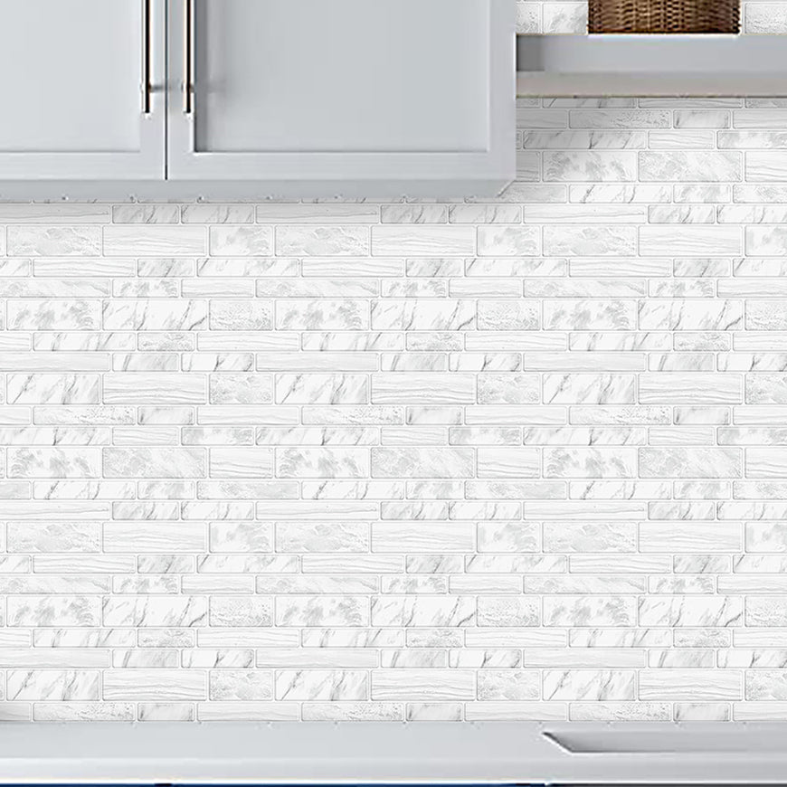 Square Peel & Stick Tile Stone Composite Subway Tile for Backsplash Wall White 20-Piece Set Clearhalo 'Flooring 'Home Improvement' 'home_improvement' 'home_improvement_peel_stick_blacksplash' 'Peel & Stick Backsplash Tile' 'peel_stick_blacksplash' 'Walls & Ceilings' Walls and Ceiling' 7080777