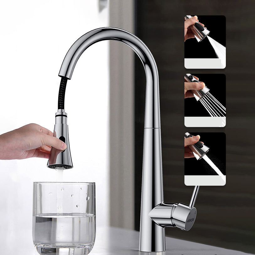 Traditional Kitchen Faucet Solid Color Standard Kitchen Faucet Clearhalo 'Home Improvement' 'home_improvement' 'home_improvement_kitchen_faucets' 'Kitchen Faucets' 'Kitchen Remodel & Kitchen Fixtures' 'Kitchen Sinks & Faucet Components' 'kitchen_faucets' 7080809