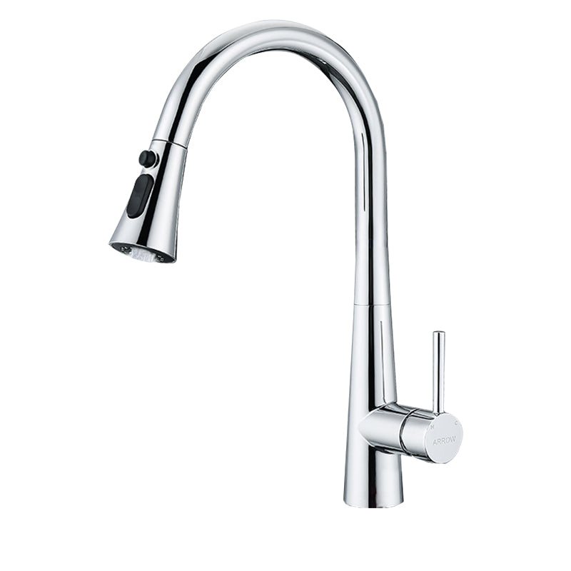 Traditional Kitchen Faucet Solid Color Standard Kitchen Faucet Silver Tri-Mode Clearhalo 'Home Improvement' 'home_improvement' 'home_improvement_kitchen_faucets' 'Kitchen Faucets' 'Kitchen Remodel & Kitchen Fixtures' 'Kitchen Sinks & Faucet Components' 'kitchen_faucets' 7080813