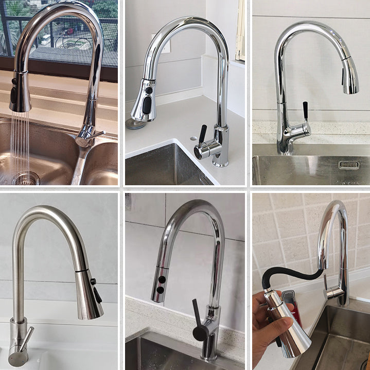 Traditional Kitchen Faucet Solid Color Standard Kitchen Faucet Clearhalo 'Home Improvement' 'home_improvement' 'home_improvement_kitchen_faucets' 'Kitchen Faucets' 'Kitchen Remodel & Kitchen Fixtures' 'Kitchen Sinks & Faucet Components' 'kitchen_faucets' 7080814