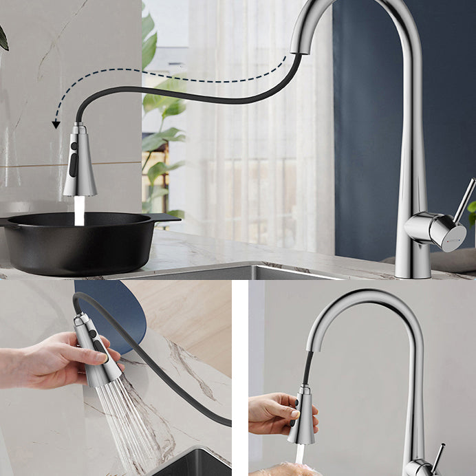 Traditional Kitchen Faucet Solid Color Standard Kitchen Faucet Clearhalo 'Home Improvement' 'home_improvement' 'home_improvement_kitchen_faucets' 'Kitchen Faucets' 'Kitchen Remodel & Kitchen Fixtures' 'Kitchen Sinks & Faucet Components' 'kitchen_faucets' 7080816