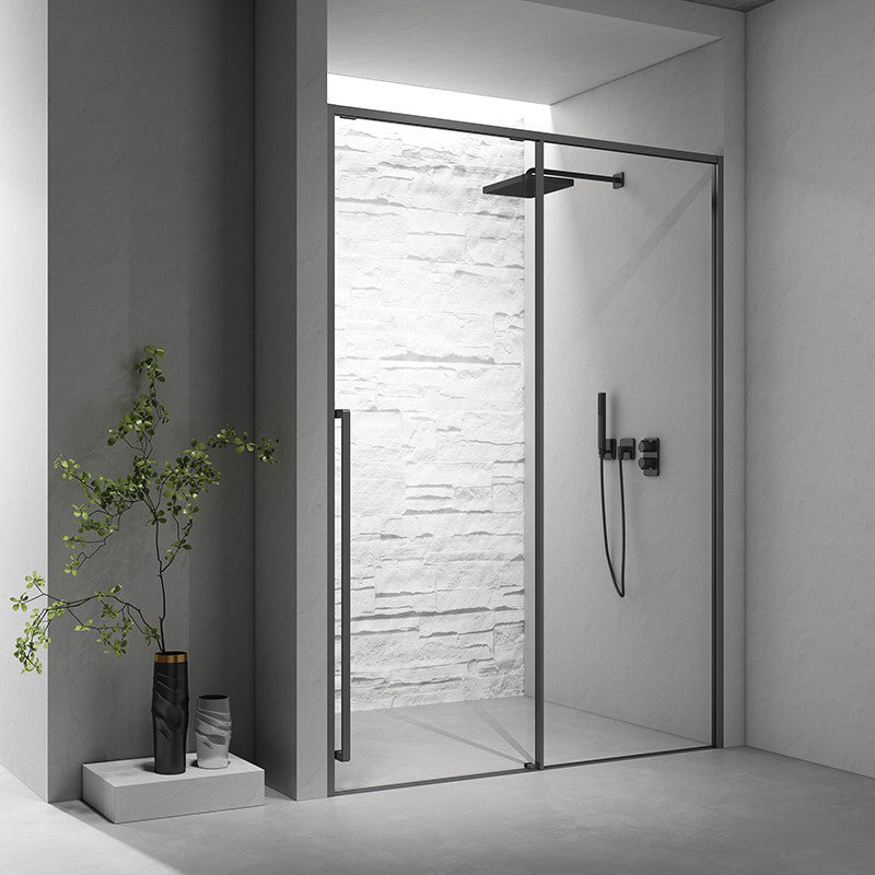Semi Frameless Shower Doors Scratch Resistant Single Sliding Shower Doors Clearhalo 'Bathroom Remodel & Bathroom Fixtures' 'Home Improvement' 'home_improvement' 'home_improvement_shower_tub_doors' 'Shower and Tub Doors' 'shower_tub_doors' 'Showers & Bathtubs' 7081059