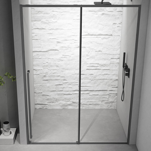 Semi Frameless Shower Doors Scratch Resistant Single Sliding Shower Doors Clearhalo 'Bathroom Remodel & Bathroom Fixtures' 'Home Improvement' 'home_improvement' 'home_improvement_shower_tub_doors' 'Shower and Tub Doors' 'shower_tub_doors' 'Showers & Bathtubs' 7081060