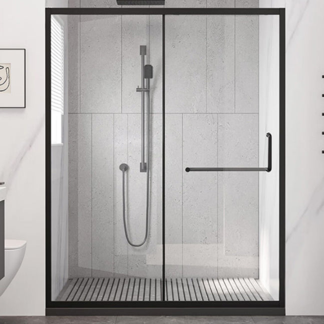Single Sliding Framed 74.8" H Shower Bath Door Modern Tempered Shower Door Clearhalo 'Bathroom Remodel & Bathroom Fixtures' 'Home Improvement' 'home_improvement' 'home_improvement_shower_tub_doors' 'Shower and Tub Doors' 'shower_tub_doors' 'Showers & Bathtubs' 7081101