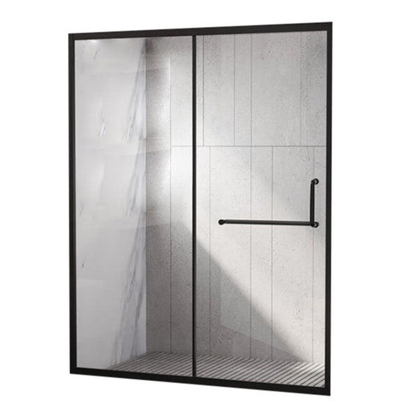 Single Sliding Framed 74.8" H Shower Bath Door Modern Tempered Shower Door Black Left Clearhalo 'Bathroom Remodel & Bathroom Fixtures' 'Home Improvement' 'home_improvement' 'home_improvement_shower_tub_doors' 'Shower and Tub Doors' 'shower_tub_doors' 'Showers & Bathtubs' 7081105