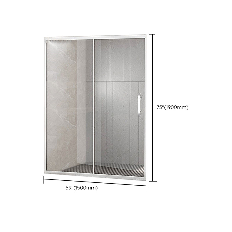 Single Sliding Framed 74.8" H Shower Bath Door Modern Tempered Shower Door Clearhalo 'Bathroom Remodel & Bathroom Fixtures' 'Home Improvement' 'home_improvement' 'home_improvement_shower_tub_doors' 'Shower and Tub Doors' 'shower_tub_doors' 'Showers & Bathtubs' 7081118