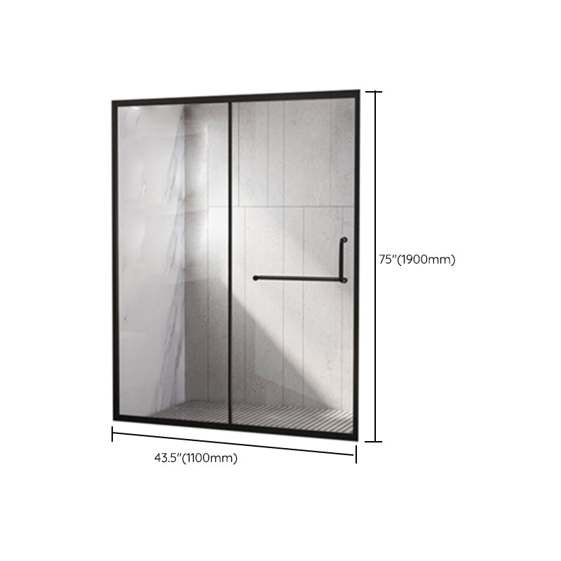Single Sliding Framed 74.8" H Shower Bath Door Modern Tempered Shower Door Clearhalo 'Bathroom Remodel & Bathroom Fixtures' 'Home Improvement' 'home_improvement' 'home_improvement_shower_tub_doors' 'Shower and Tub Doors' 'shower_tub_doors' 'Showers & Bathtubs' 7081120
