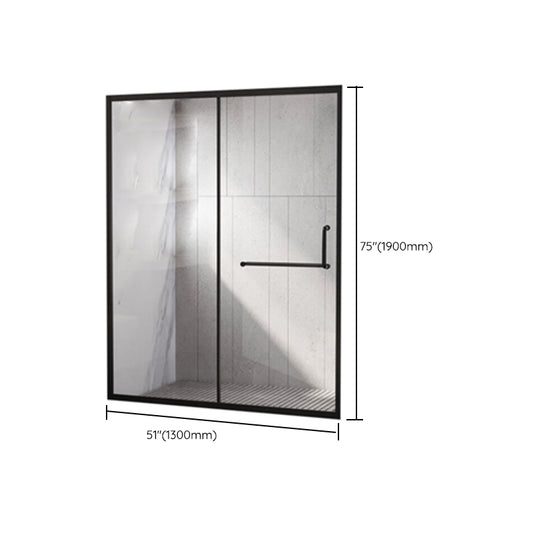 Single Sliding Framed 74.8" H Shower Bath Door Modern Tempered Shower Door Clearhalo 'Bathroom Remodel & Bathroom Fixtures' 'Home Improvement' 'home_improvement' 'home_improvement_shower_tub_doors' 'Shower and Tub Doors' 'shower_tub_doors' 'Showers & Bathtubs' 7081122