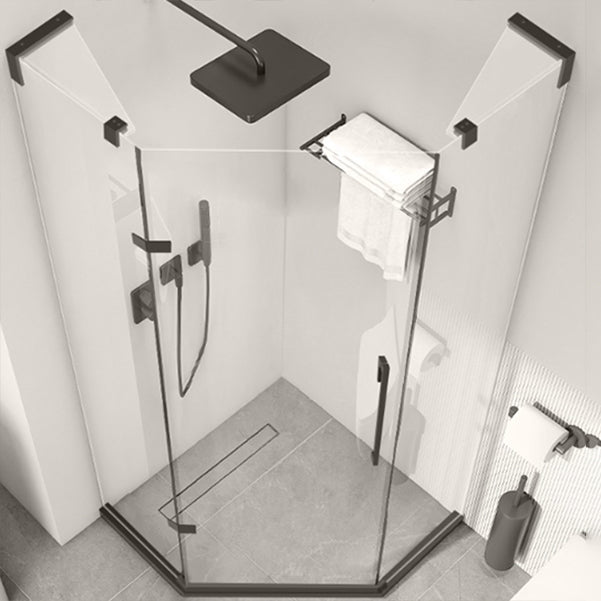 Black Scratch Resistant Shower Bath Door Semi Frameless Shower Doors Clearhalo 'Bathroom Remodel & Bathroom Fixtures' 'Home Improvement' 'home_improvement' 'home_improvement_shower_tub_doors' 'Shower and Tub Doors' 'shower_tub_doors' 'Showers & Bathtubs' 7081131