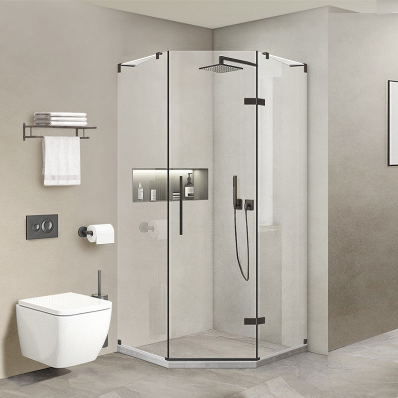 Black Scratch Resistant Shower Bath Door Semi Frameless Shower Doors Clearhalo 'Bathroom Remodel & Bathroom Fixtures' 'Home Improvement' 'home_improvement' 'home_improvement_shower_tub_doors' 'Shower and Tub Doors' 'shower_tub_doors' 'Showers & Bathtubs' 7081132