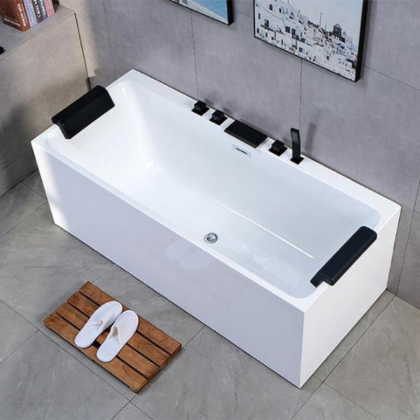 White Freestanding Bath Soaking Acrylic Rectangular Modern Bathtub (Board not Included) Clearhalo 'Bathroom Remodel & Bathroom Fixtures' 'Bathtubs' 'Home Improvement' 'home_improvement' 'home_improvement_bathtubs' 'Showers & Bathtubs' 7081244