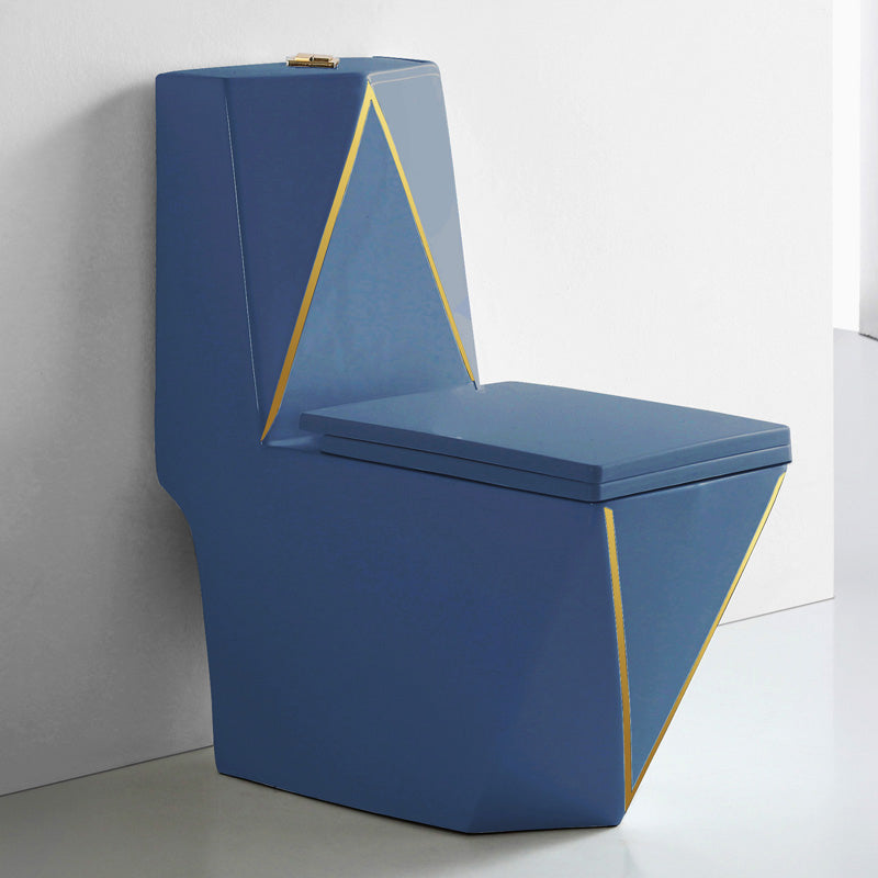 Traditional Ceramic Flush Toilet Floor Mounted Toilet Bowl for Washroom 15"L x 27"W x 33"H Blue Gold Clearhalo 'Bathroom Remodel & Bathroom Fixtures' 'Home Improvement' 'home_improvement' 'home_improvement_toilets' 'Toilets & Bidets' 'Toilets' 7081318