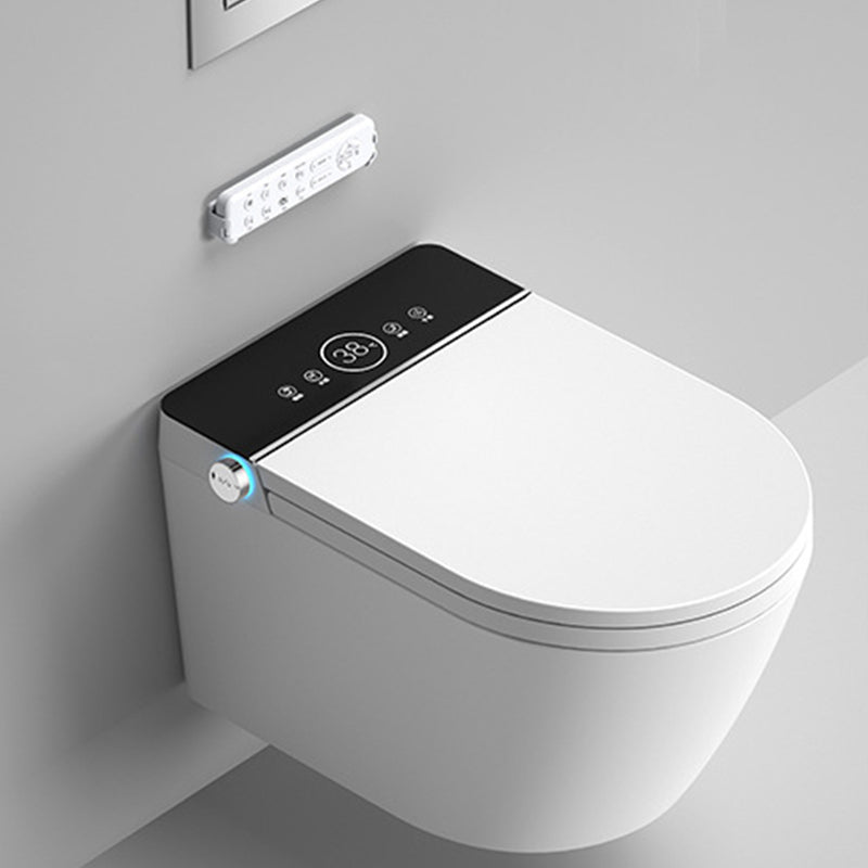 Contemporary Wall Hung Flush Toilet Heated Seat Included Urine Toilet for Bathroom Black Toilet with Low Tanker Clearhalo 'Bathroom Remodel & Bathroom Fixtures' 'Home Improvement' 'home_improvement' 'home_improvement_toilets' 'Toilets & Bidets' 'Toilets' 7081436