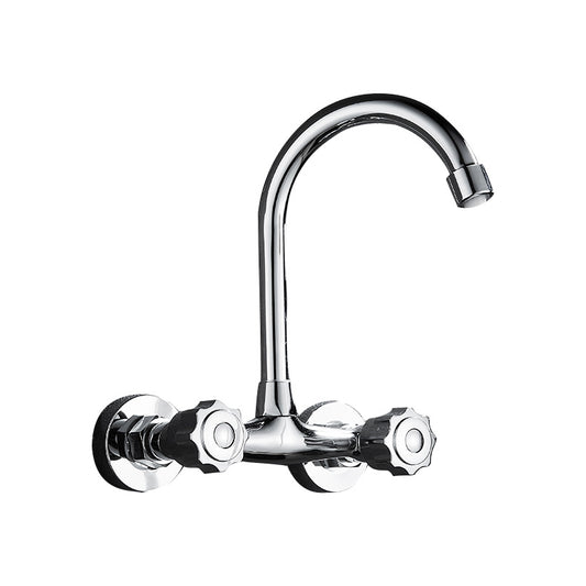 Contemporary Metal Kitchen Faucet Wall-mounted 2 Holds Bar Faucet Clearhalo 'Home Improvement' 'home_improvement' 'home_improvement_kitchen_faucets' 'Kitchen Faucets' 'Kitchen Remodel & Kitchen Fixtures' 'Kitchen Sinks & Faucet Components' 'kitchen_faucets' 7081457