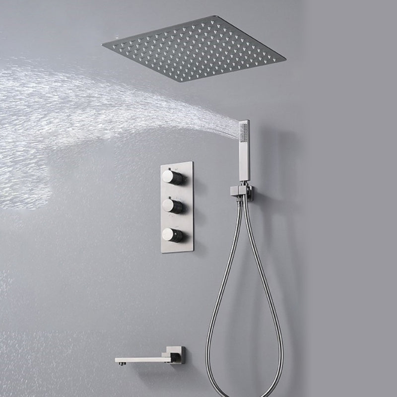 Modern Shower System Ceiling Mounted Square Dual Shower Head Shower Set Clearhalo 'Bathroom Remodel & Bathroom Fixtures' 'Home Improvement' 'home_improvement' 'home_improvement_shower_faucets' 'Shower Faucets & Systems' 'shower_faucets' 'Showers & Bathtubs Plumbing' 'Showers & Bathtubs' 7081472