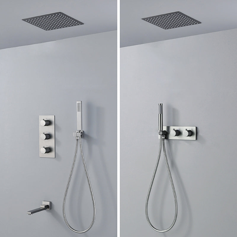 Modern Shower System Ceiling Mounted Square Dual Shower Head Shower Set Clearhalo 'Bathroom Remodel & Bathroom Fixtures' 'Home Improvement' 'home_improvement' 'home_improvement_shower_faucets' 'Shower Faucets & Systems' 'shower_faucets' 'Showers & Bathtubs Plumbing' 'Showers & Bathtubs' 7081475