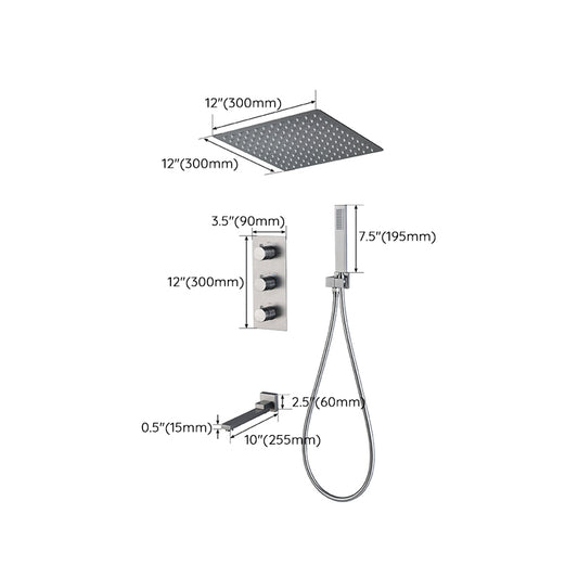 Modern Shower System Ceiling Mounted Square Dual Shower Head Shower Set Clearhalo 'Bathroom Remodel & Bathroom Fixtures' 'Home Improvement' 'home_improvement' 'home_improvement_shower_faucets' 'Shower Faucets & Systems' 'shower_faucets' 'Showers & Bathtubs Plumbing' 'Showers & Bathtubs' 7081486